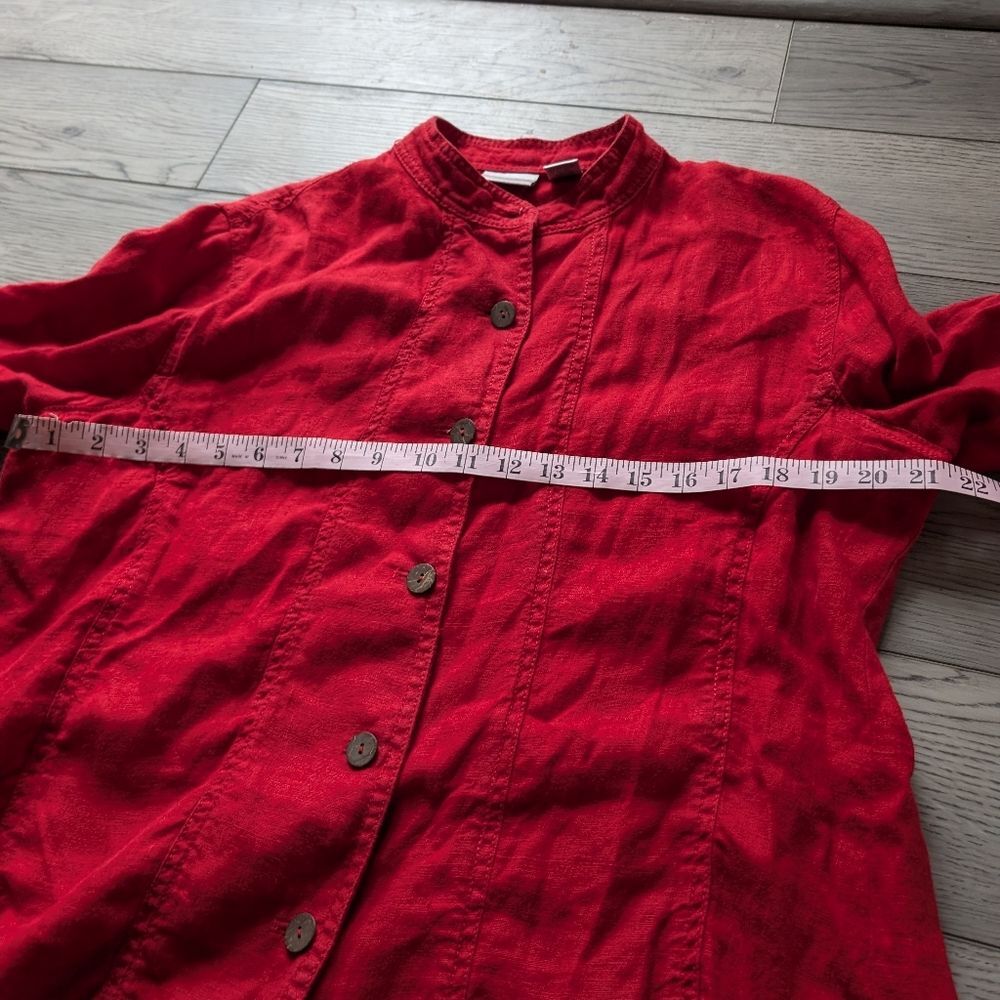 Chico's Red Linen‎ Jacket Button Up Size Large (2) - Picture 9 of 9